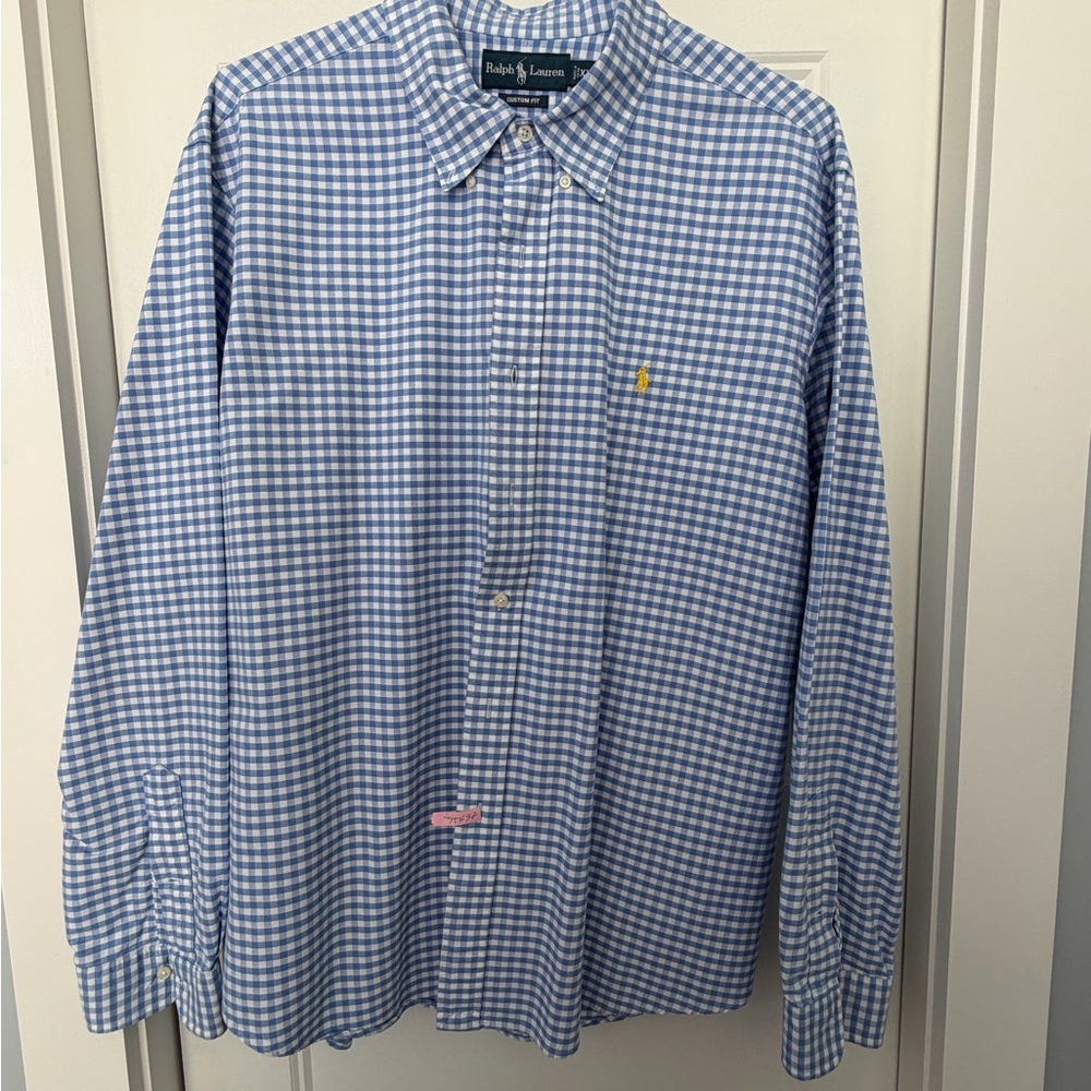 Ralph Lauren Blue and White Checkered Men's Shirt